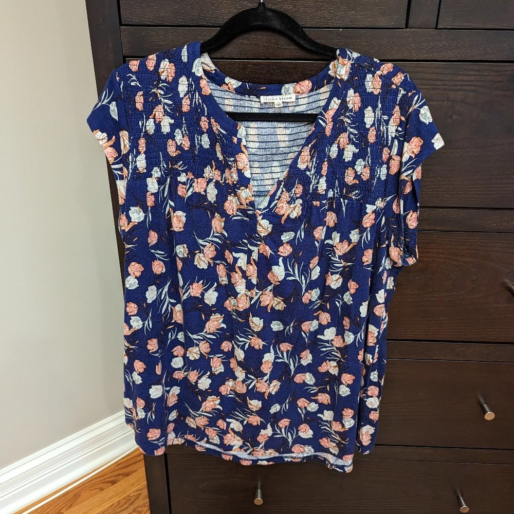 Cute Floral Cap Sleeve Top
